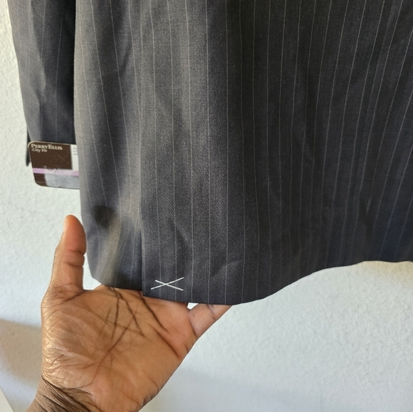 Perry Ellis Blazer Sports Coat Mens Sz 42 Striped Gray City Fit 2button New - Picture 16 of 16